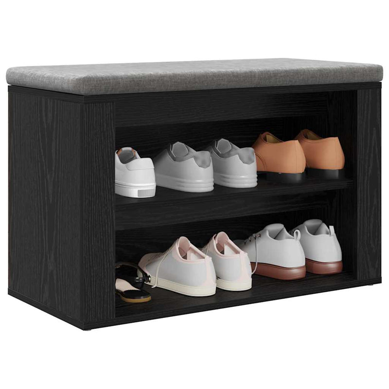 Afbeelding laden in galerijviewer, Vidaxl schoenenrek met plank zwart eiken 75 x 35 x 45 cm bewerkt hout
