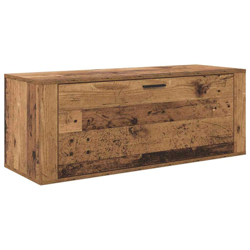 Afbeelding laden in galerijviewer, Vidaxl schoenenkast met plank oud hout 100 x 35 x 38 cm bewerkt hout
