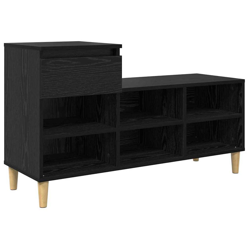 Afbeelding laden in galerijviewer, Vidaxl schoenenkast met lade zwart eiken 102 x 36 x 60 cm bewerkt hout
