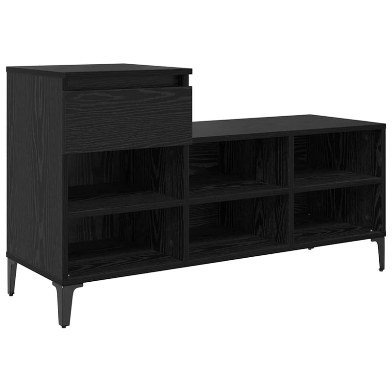 Afbeelding laden in galerijviewer, Vidaxl schoenenkast met lade zwart eiken 102 x 36 x 60 cm bewerkt hout
