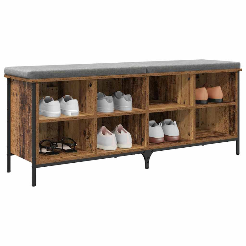 Afbeelding laden in galerijviewer, Vidaxl schoenenkast oud hout 131 x 35 x 50 cm gemonteerd hout en ijzer
