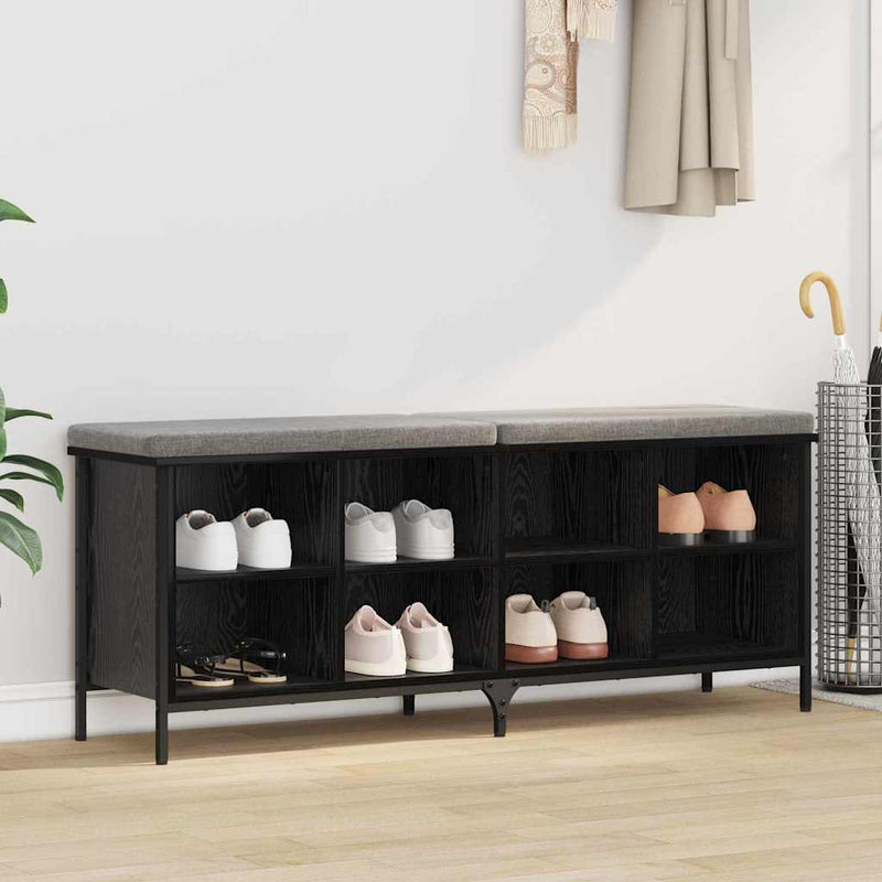 Afbeelding laden in galerijviewer, Vidaxl schoenenkast met plank met opslag zwart eiken 131 x 35 x 50 cm
