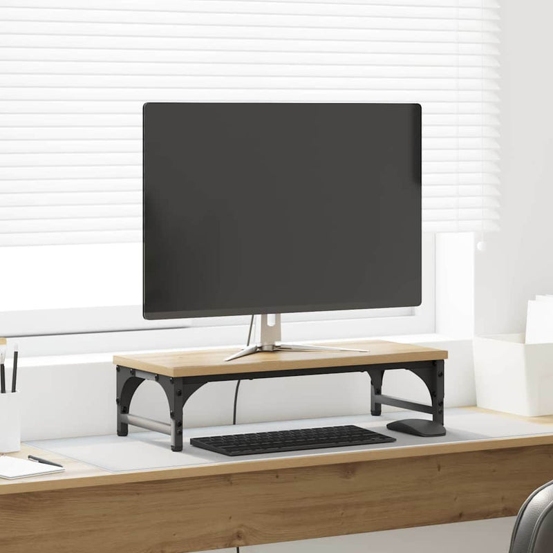 Afbeelding laden in galerijviewer, Vidaxl monitor stand artisan eiken 55 x 23 x 14 cm bewerkt hout
