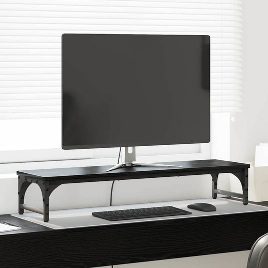 Vidaxl monitor stand zwart eiken 85 x 23 x 15,5 cm bewerkt hout