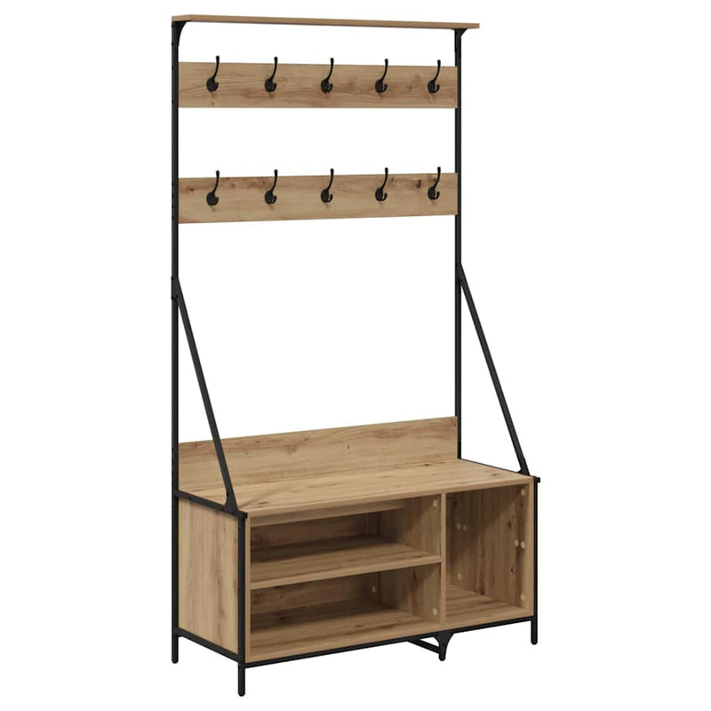 Afbeelding laden in galerijviewer, Vidaxl kledingrek artisan eiken 100 x 41 x 184 cm bewerkt hout
