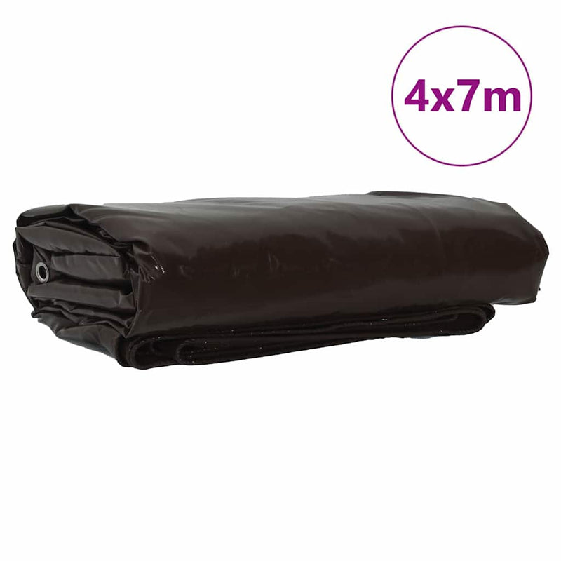 Afbeelding laden in galerijviewer, Vidaxl zeil 650g m² bruin 4 x 7 m canvas met pvc-coating
