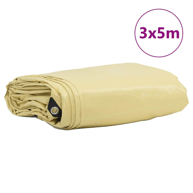 Afbeelding laden in galerijviewer, Vidaxl zeil 650g m² beige 3 x 5 m canvas met pvc-coating
