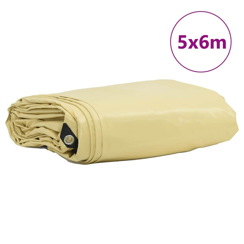 Afbeelding laden in galerijviewer, Vidaxl zeil 650g m² beige 5 x 6 m canvas met pvc-coating
