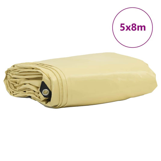 Vidaxl zeil 650g m² beige 5 x 8 m canvas met pvc-coating