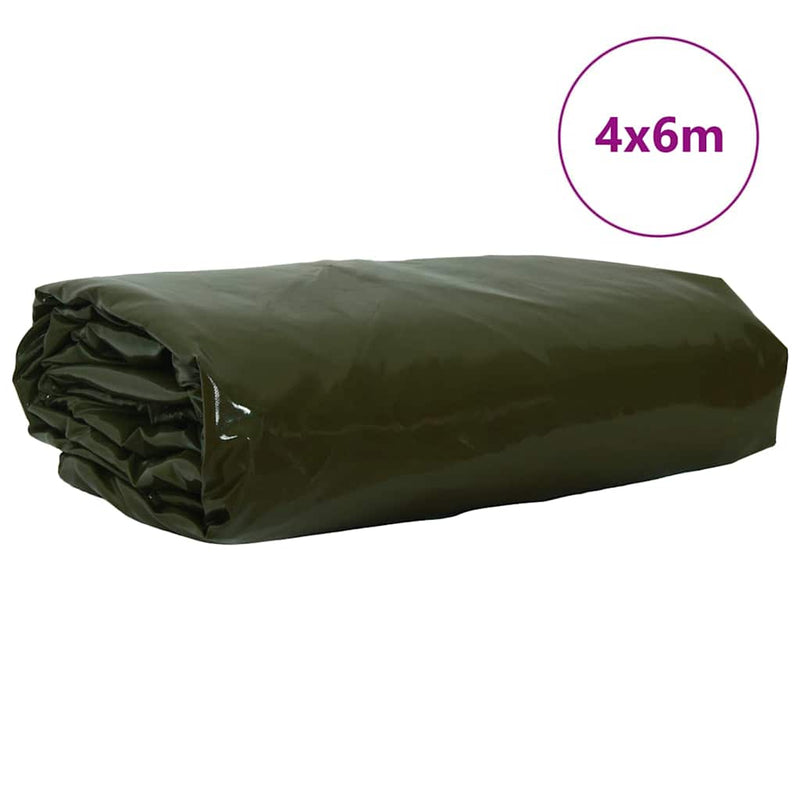 Afbeelding laden in galerijviewer, Vidaxl zeil 650g m² olijf groen 4 x 6 m canvas met pvc-coating
