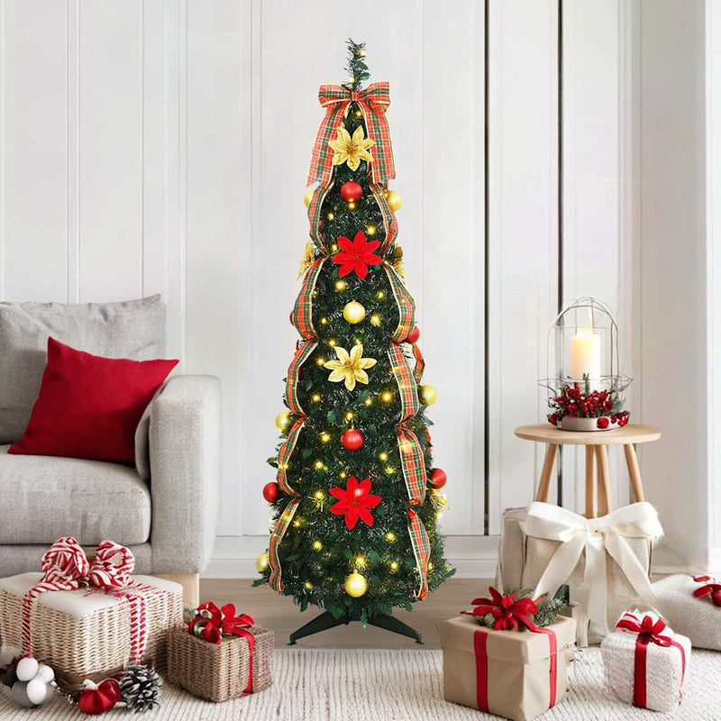 Afbeelding laden in galerijviewer, Vidaxl kunstkerstboom met 100 led met standaard groen 155 cm pvc
