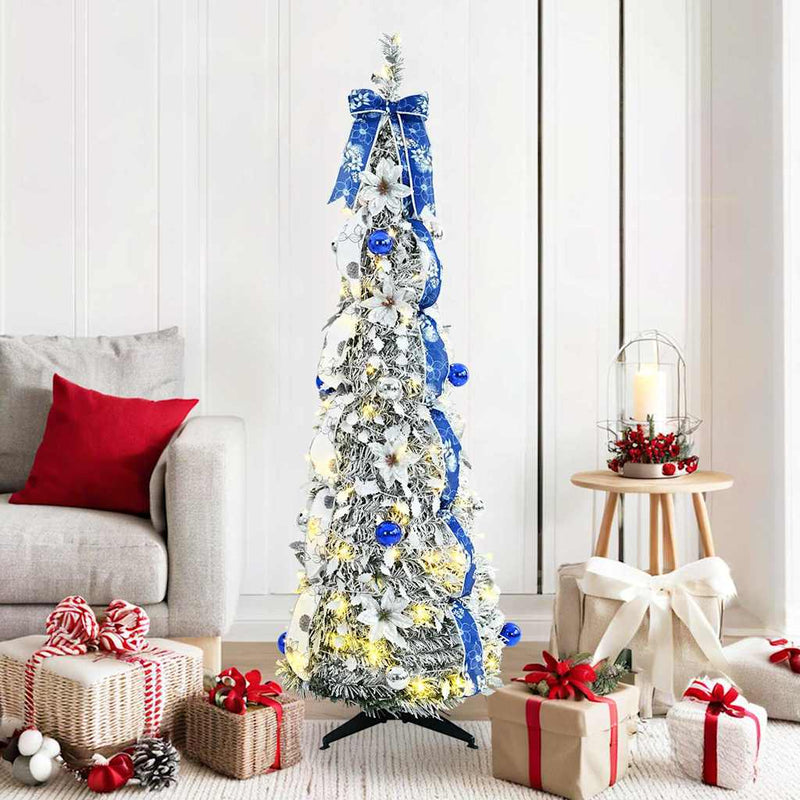 Afbeelding laden in galerijviewer, Vidaxl kunstkerstboom met 100 led met standaard wit 150 cm pvc
