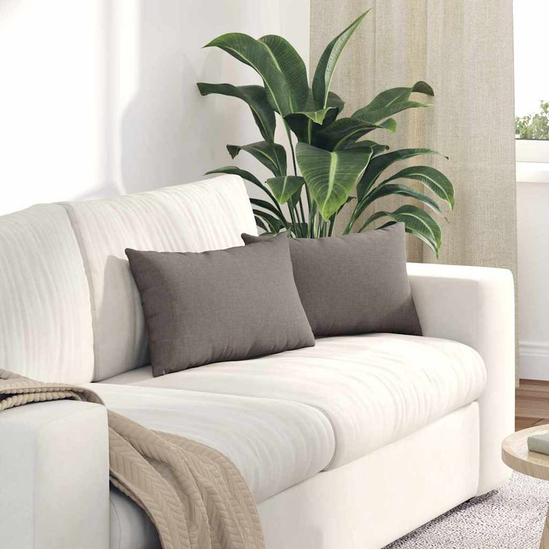 Afbeelding laden in galerijviewer, Vidaxl sofa kussens 2 st stof taupe 50 x 30 cm
