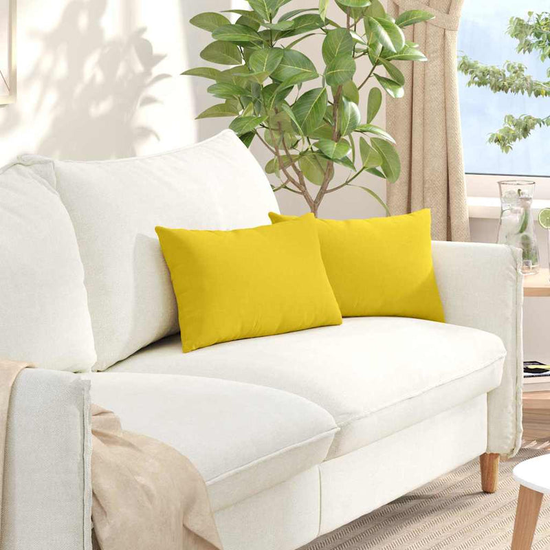 Afbeelding laden in galerijviewer, Vidaxl sofa kussens 2 pcs lichtgeel 50 x 30 cm stof
