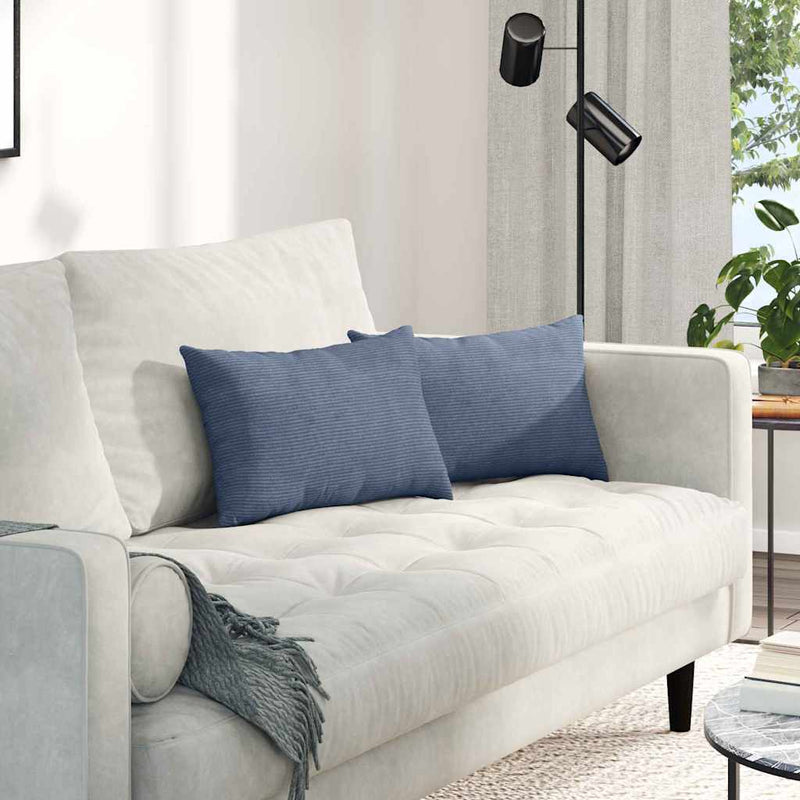 Afbeelding laden in galerijviewer, Vidaxl sofa kussens 2 stuks blauw 50 x 30 cm cordstof
