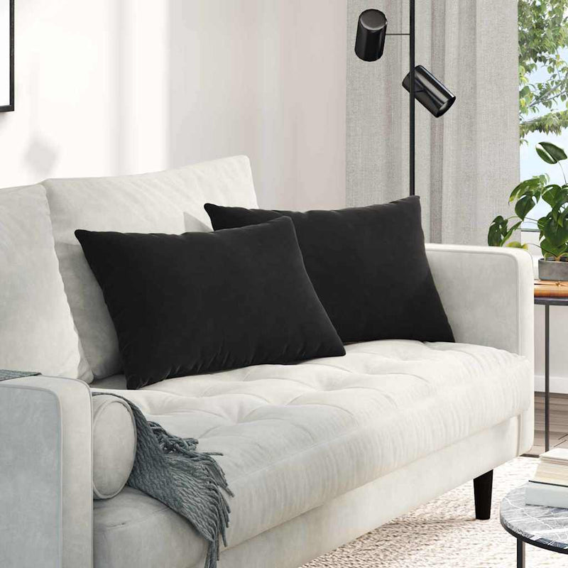 Afbeelding laden in galerijviewer, Vidaxl sofa kussens 2 stuks zwart 60 x 40 cm cordstof
