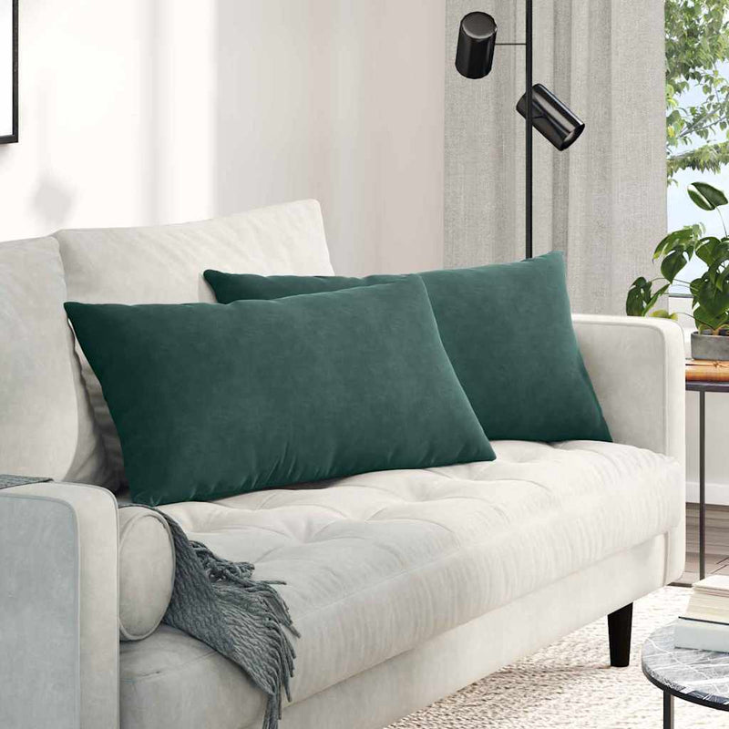 Afbeelding laden in galerijviewer, Vidaxl sofa kussens 2 stuks donkergroen 80 x 40 cm cordstof
