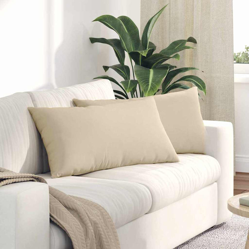 Afbeelding laden in galerijviewer, Vidaxl sofa kussens 2 st stof crème 80 x 40 cm
