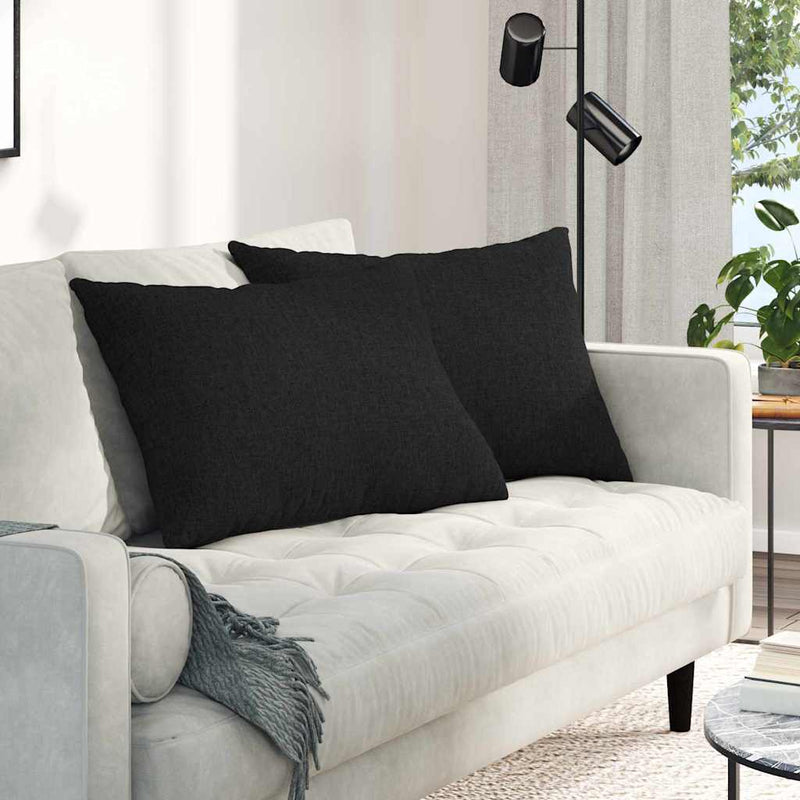 Afbeelding laden in galerijviewer, Vidaxl sofa kussens 2 st stof zwart 70 x 50 cm
