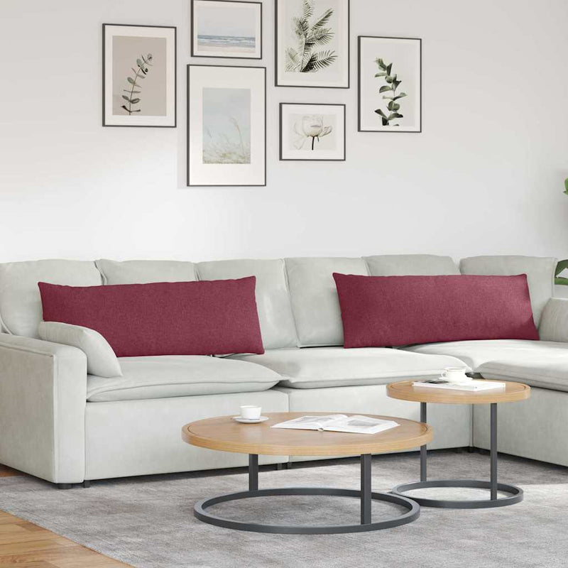 Afbeelding laden in galerijviewer, Vidaxl sofa kussens 2 st stof wijnrood 120 x 40 cm
