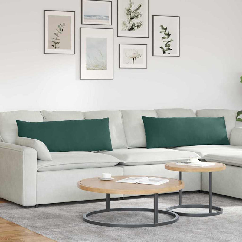 Afbeelding laden in galerijviewer, Vidaxl sofa kussens 2 st fluweel donkergroen 120 x 40 cm
