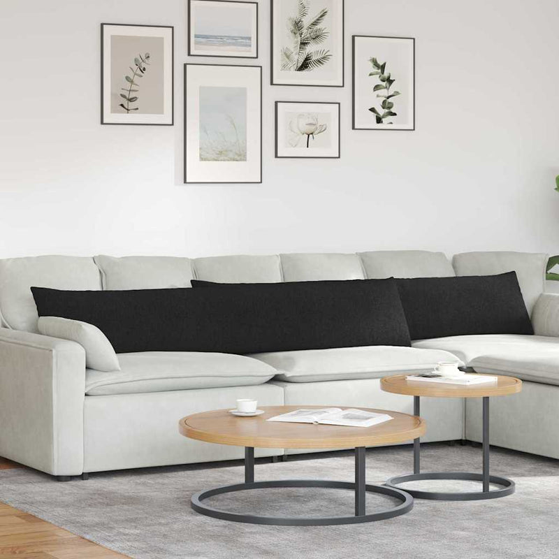 Afbeelding laden in galerijviewer, Vidaxl sofa kussens 2 pcs zwart 200 x 40 cm stof
