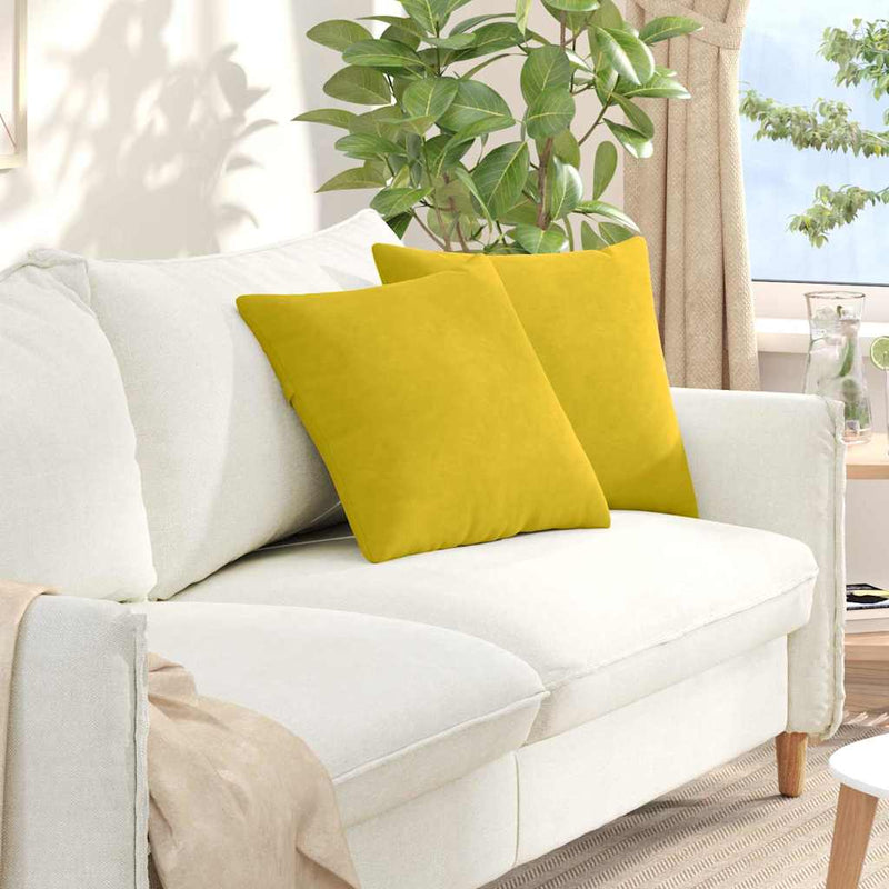Afbeelding laden in galerijviewer, Vidaxl sofa kussens 2 stuks geel 45 x 45 cm cordstof
