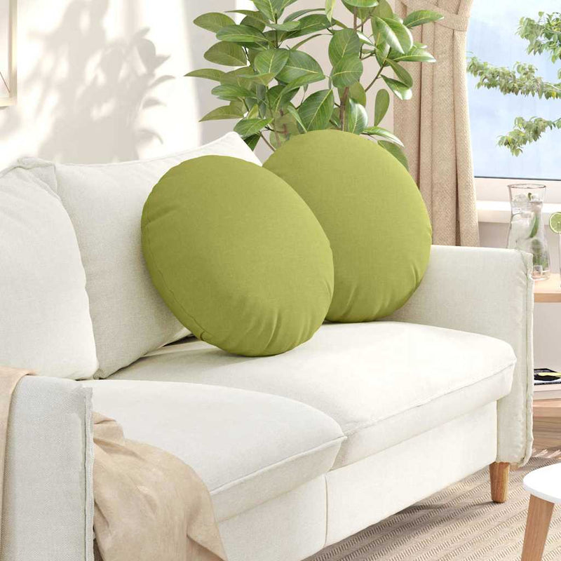Afbeelding laden in galerijviewer, Vidaxl zitkussens 2 st stof lichtgroen ø50 x 19 cm
