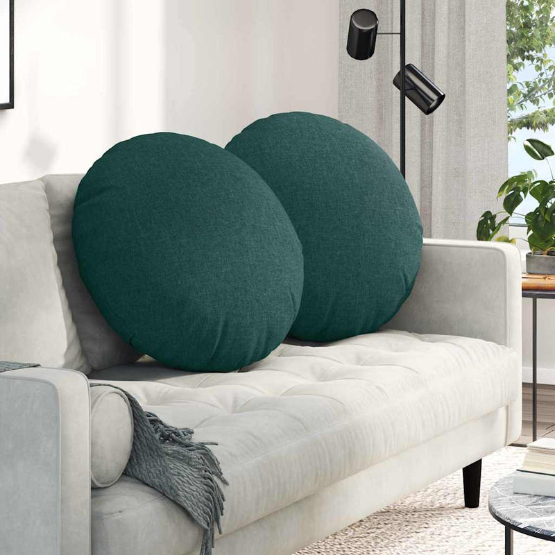 Afbeelding laden in galerijviewer, Vidaxl zitkussens 2 st stof donkergroen ø60 x 21 cm
