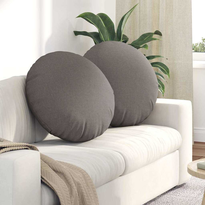 Afbeelding laden in galerijviewer, Vidaxl zitkussens 2 st stof taupe ø80 x 29 cm
