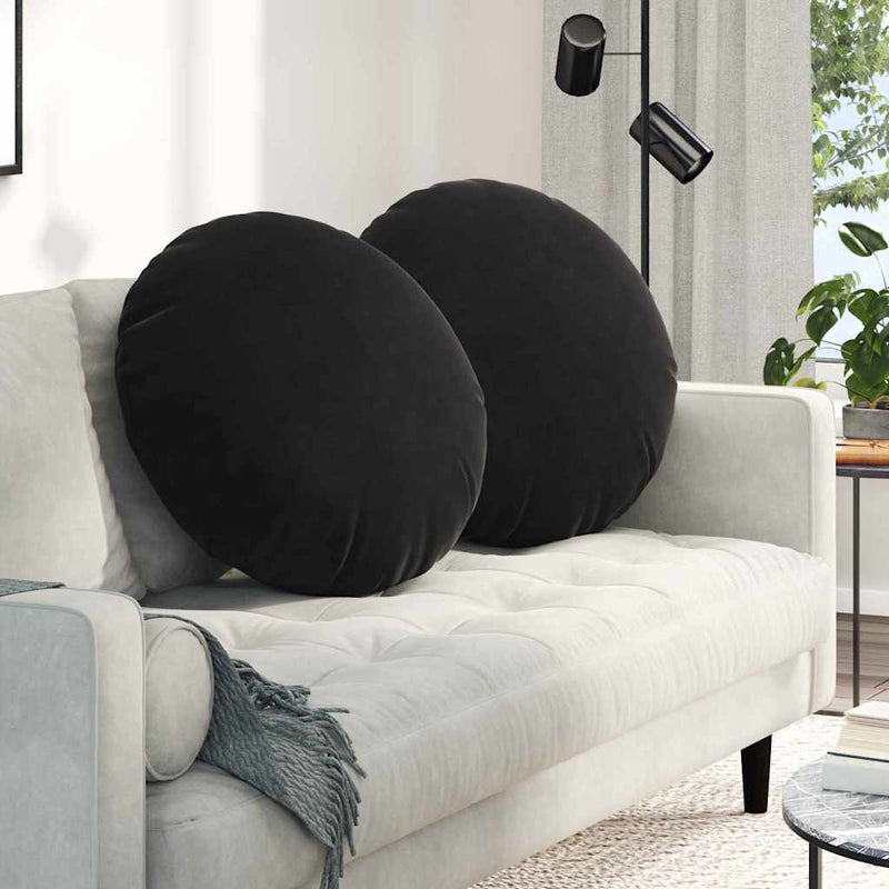 Afbeelding laden in galerijviewer, Vidaxl zitkussens 2 st fluweel zwart ø 80 x 29 cm
