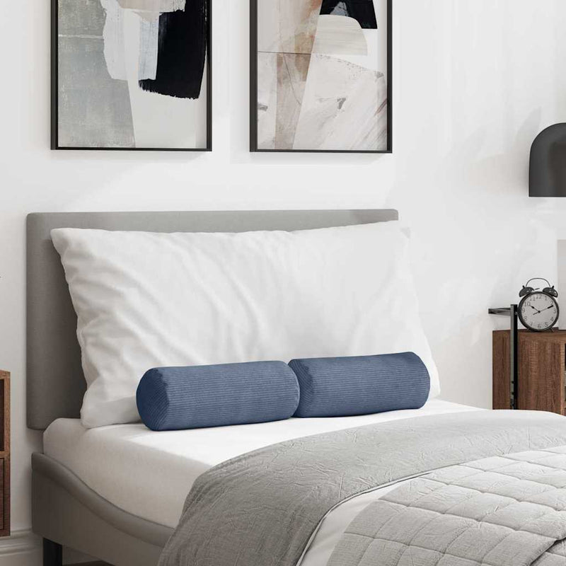 Afbeelding laden in galerijviewer, Vidaxl bolster kussens 2 stuks blauw ø 15 x 40 cm cordstof
