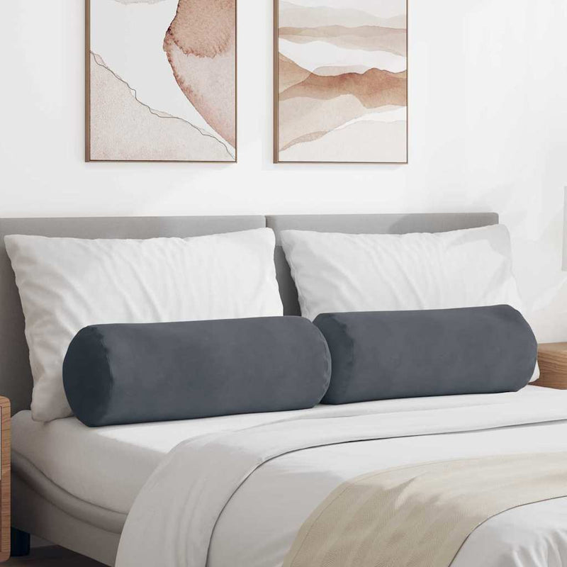 Afbeelding laden in galerijviewer, Vidaxl bolster kussens 2 stuks donkergrijs ø 25 x 70 cm cordstof
