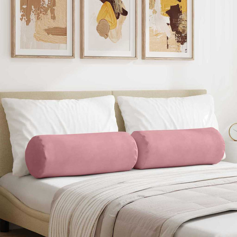 Afbeelding laden in galerijviewer, Vidaxl bolster kussens 2 stuks roze ø 25 x 70 cm cordstof
