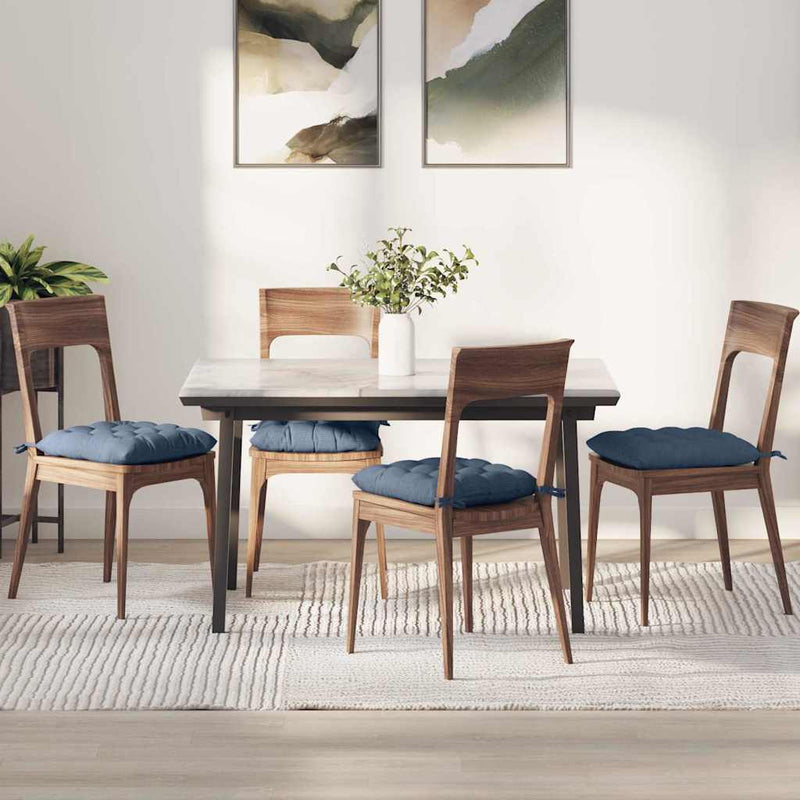 Afbeelding laden in galerijviewer, Vidaxl zitkussens 4 pcs blauw 40 x 40 x 6 cm katoen stof
