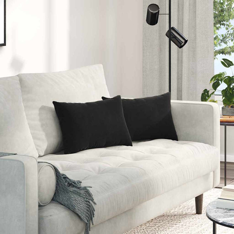 Afbeelding laden in galerijviewer, Vidaxl sofa kussens 2 st fluweel zwart 50 x 30 cm
