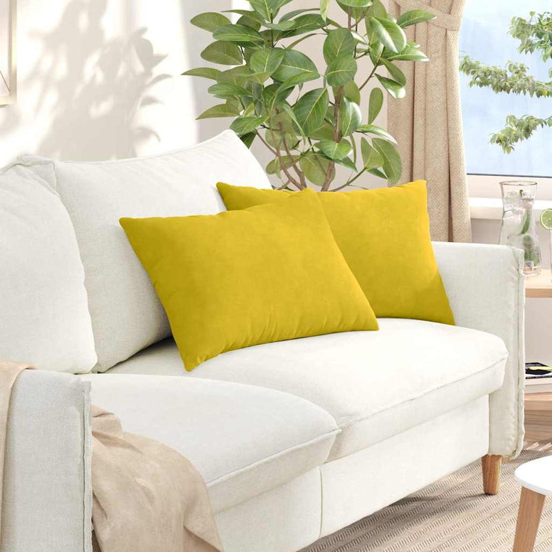 Afbeelding laden in galerijviewer, Vidaxl sofa kussens 2 stuks geel 60 x 40 cm cordstof
