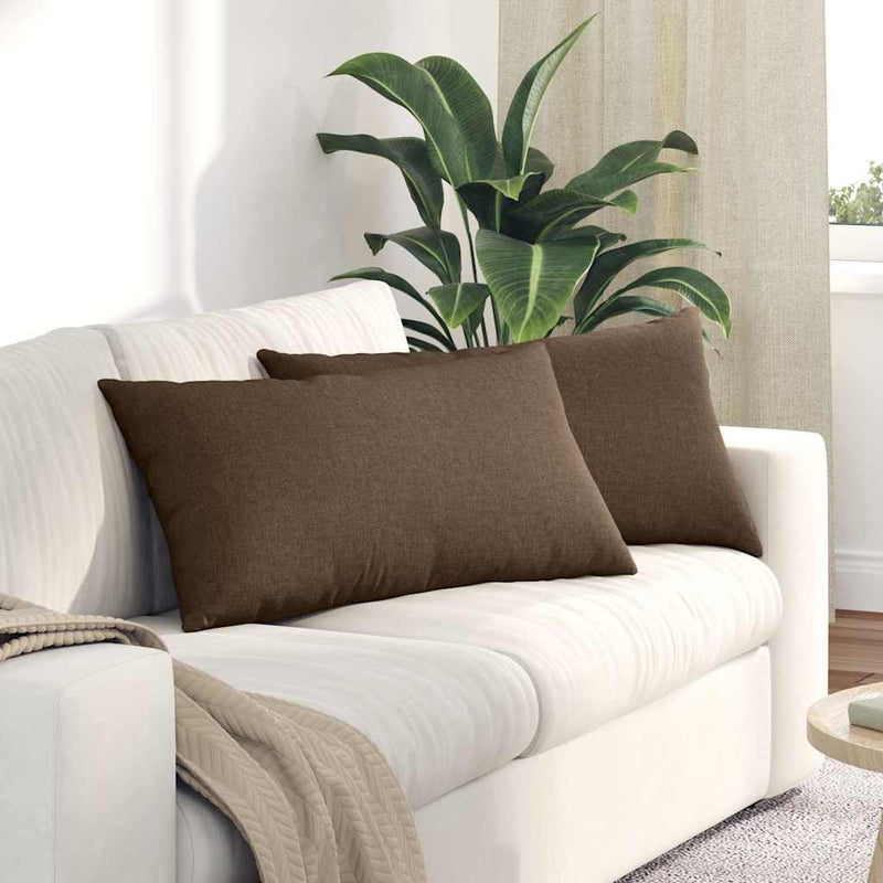 Afbeelding laden in galerijviewer, Vidaxl sofa kussens 2 pcs bruin 80 x 40 cm stof
