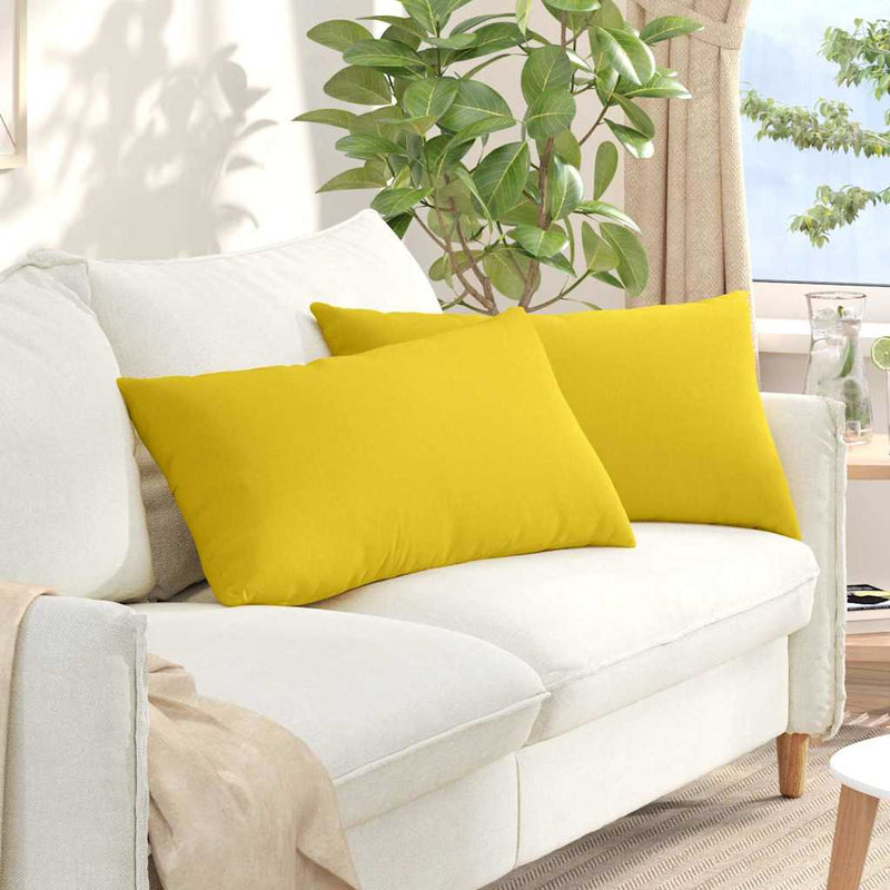 Afbeelding laden in galerijviewer, Vidaxl sofa kussens 2 pcs lichtgeel 80 x 40 cm stof

