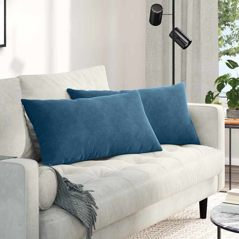Afbeelding laden in galerijviewer, Vidaxl sofa kussens 2 stuks blauw 80 x 40 cm cordstof
