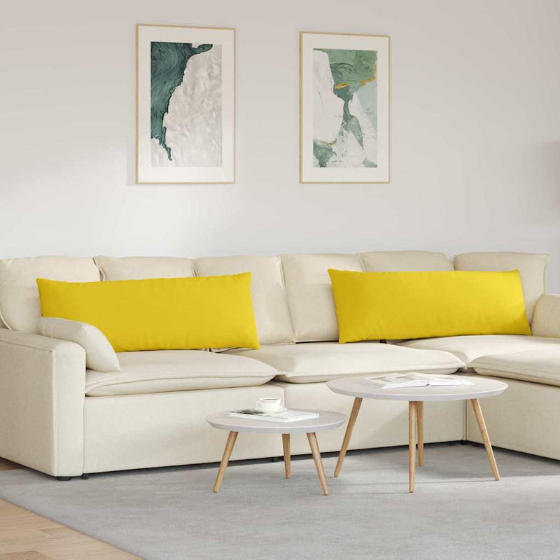 Afbeelding laden in galerijviewer, Vidaxl sofa kussens 2 pcs lichtgeel 120 x 40 cm stof
