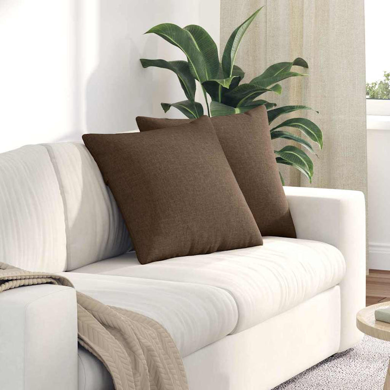 Afbeelding laden in galerijviewer, Vidaxl sofa kussens 2 pcs bruin 50 x 50 cm stof
