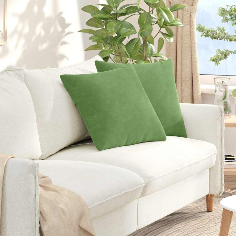 Afbeelding laden in galerijviewer, Vidaxl sofa kussens 2 st fluweel lichtgroen 50 x 50 cm
