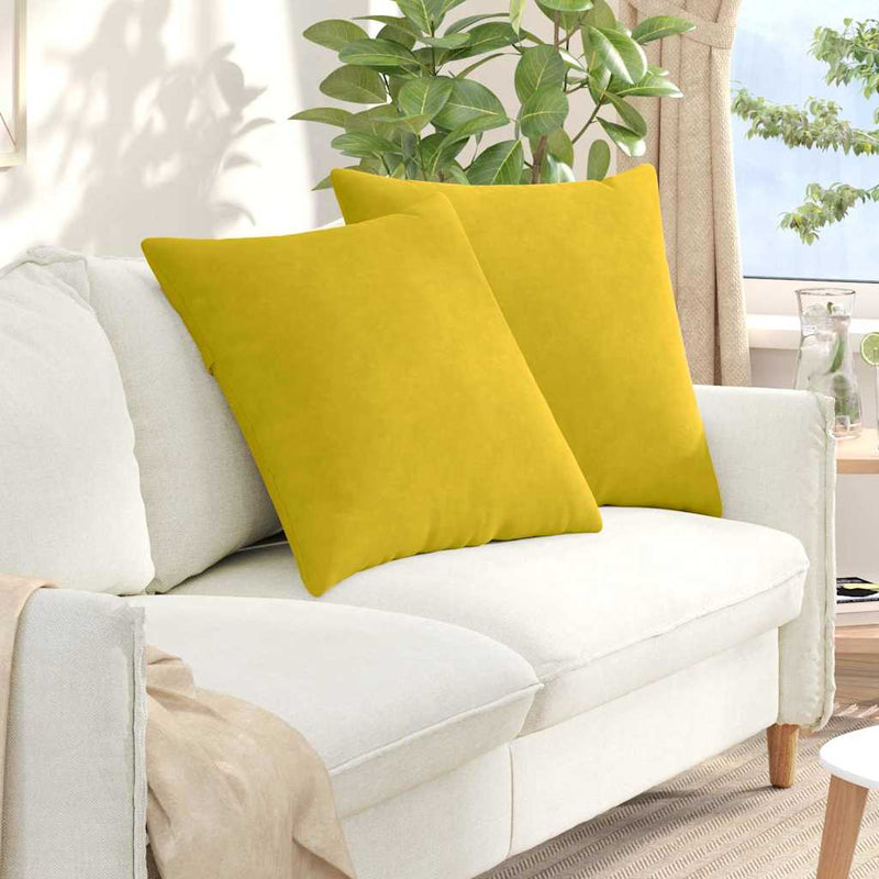 Afbeelding laden in galerijviewer, Vidaxl sofa kussens 2 st katoen stof geel 60 x 60 cm
