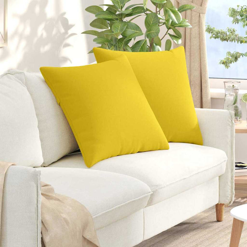 Afbeelding laden in galerijviewer, Vidaxl sofa kussens 2 pcs lichtgeel 80 x 80 cm stof
