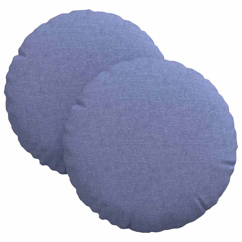 Afbeelding laden in galerijviewer, Vidaxl zitkussens 2 st stof jeans blauw ø30 x 13 cm
