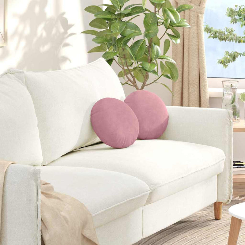 Afbeelding laden in galerijviewer, Vidaxl zitkussens 2 st fluweel roze ø30 x 13 cm

