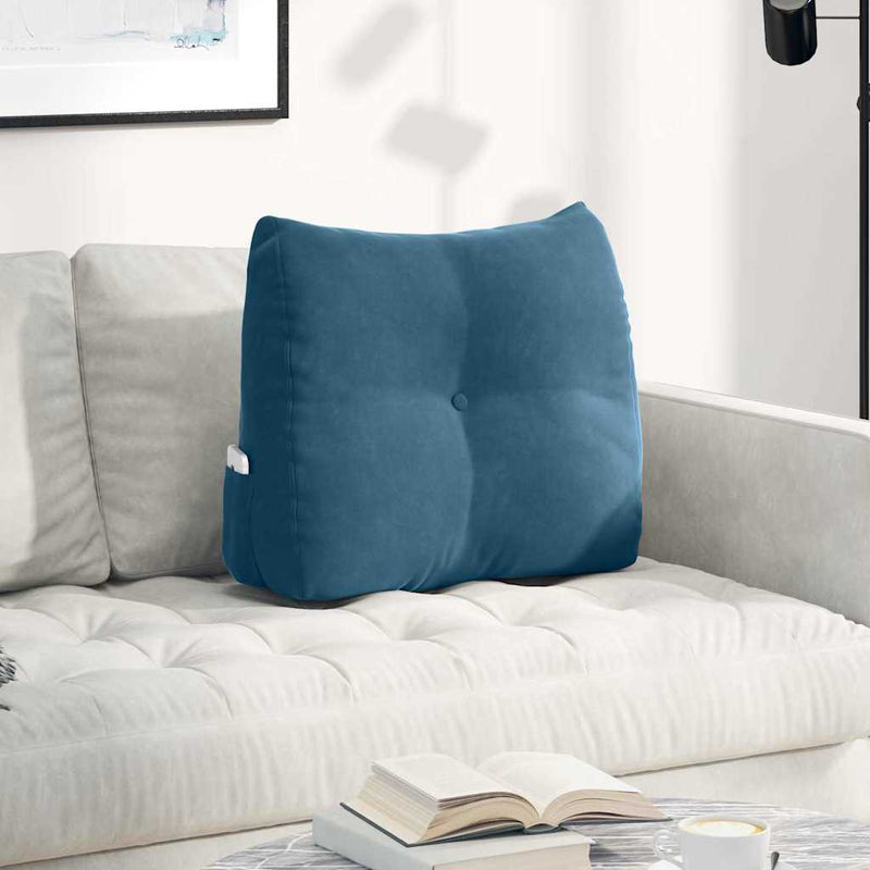 Afbeelding laden in galerijviewer, Vidaxl rugkussen blauw 60 x 24 x 50 cm fluweel
