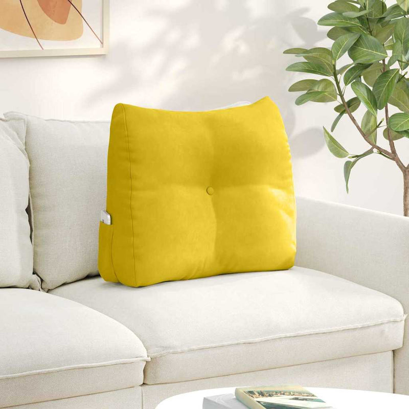 Afbeelding laden in galerijviewer, Vidaxl rugkussen geel 60 x 24 x 50 cm fluweel
