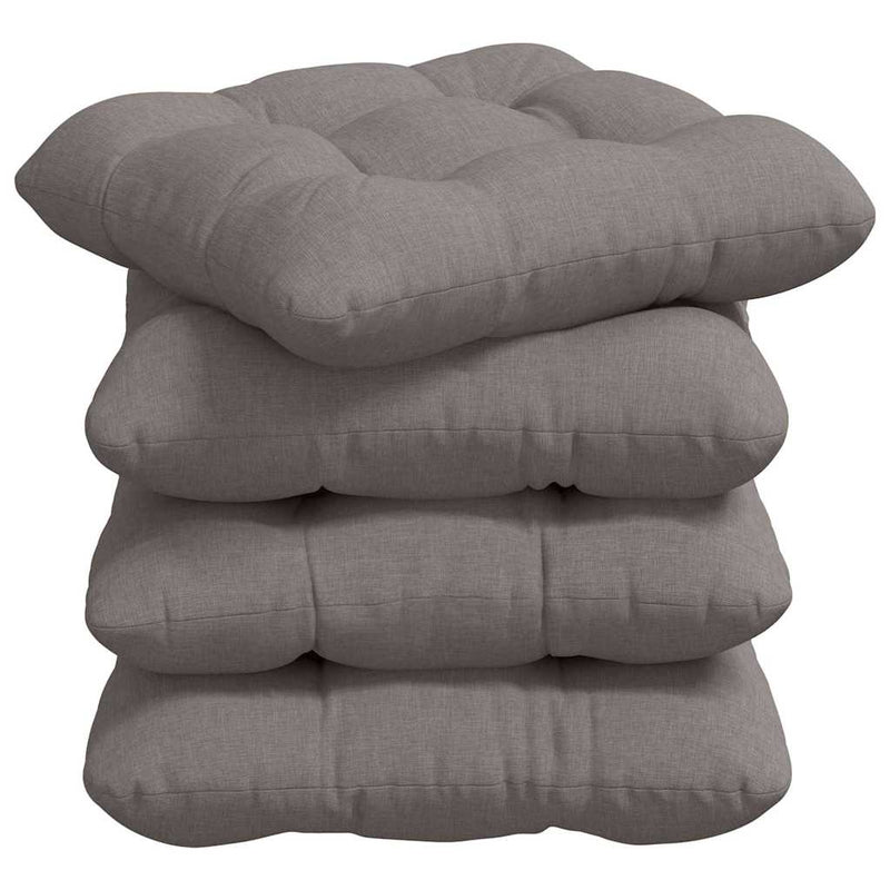 Afbeelding laden in galerijviewer, Vidaxl zitkussens 4 pcs taupe 40 x 40 x 12 cm stof
